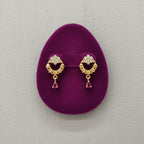 Beaded Circle CZ Flower Ruby Teardrop Drop Earrings