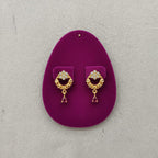 Beaded Circle CZ Flower Ruby Teardrop Drop Earrings