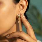 Ogee Frame Pave CZ Leaf Wing Teardrop Drop Earrings