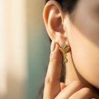Ogee Frame Pave CZ Leaf Wing Teardrop Drop Earrings