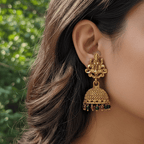 Antique Gold Lakshmi Temple Jhumka Earrings