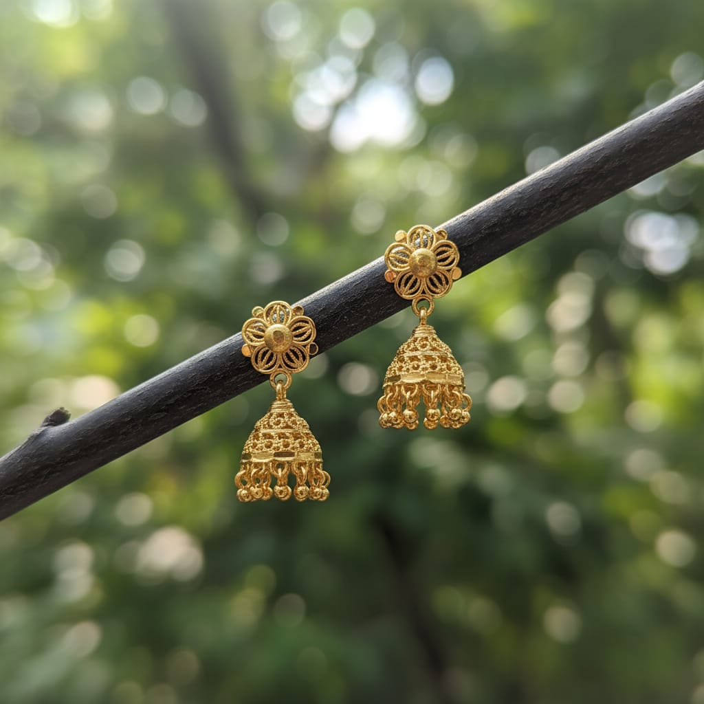 Ethnic Micro Gold Plated Double Jhumka