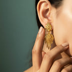 Micro Gold Plated Floral Tassel Drop Earrings