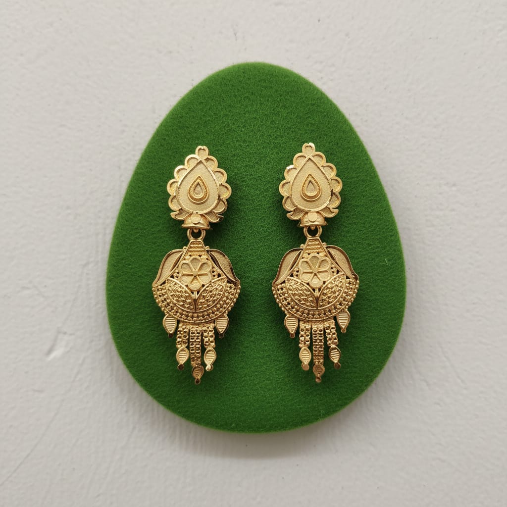 Micro Gold Plated Floral Tassel Drop Earrings