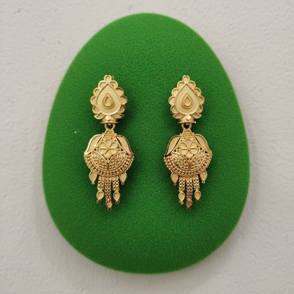 Micro Gold Plated Floral Tassel Drop Earrings