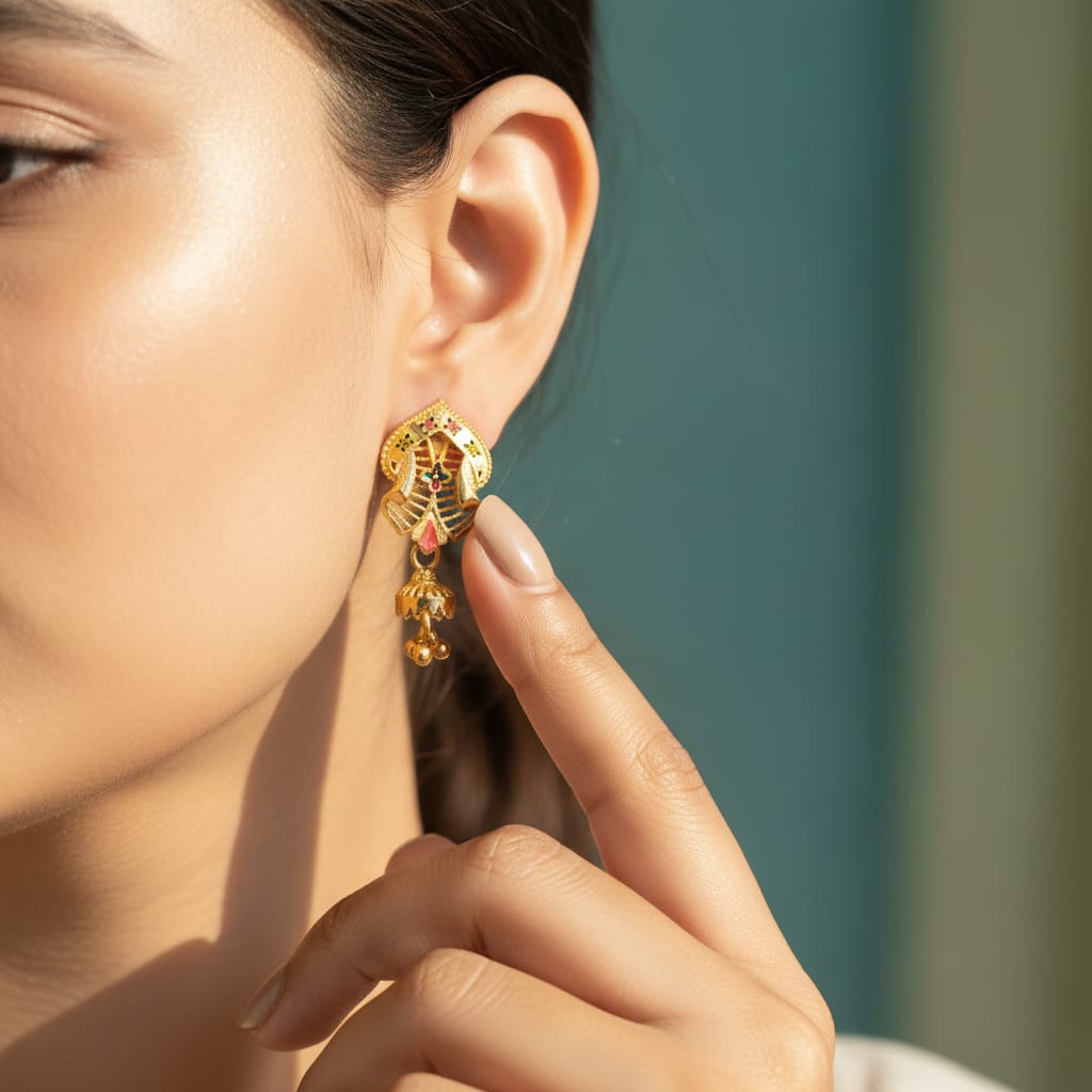 Ghoomar Gold Patti Earrings