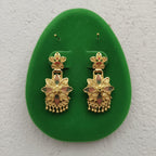 Gold Tone Meenakari Floral Drop Earrings