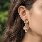 Micro Gold plated Jhumka Earrings with CZ Shine