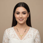Gold-Plated Floral Butterfly Pendant Mangalsutra
