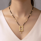 Gold-Plated Square Pendant Mangalsutra