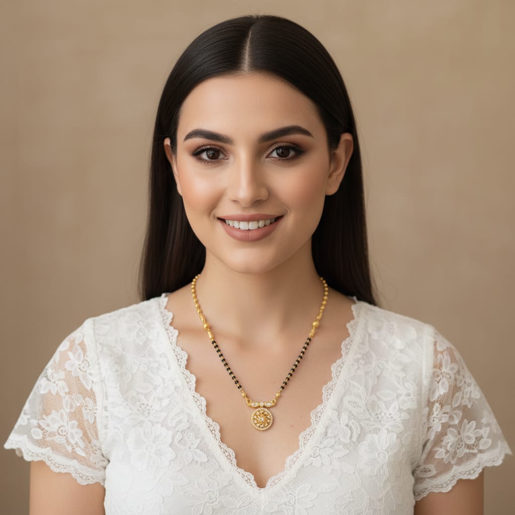 Gold-Plated Swirl Disc Mangalsutra 