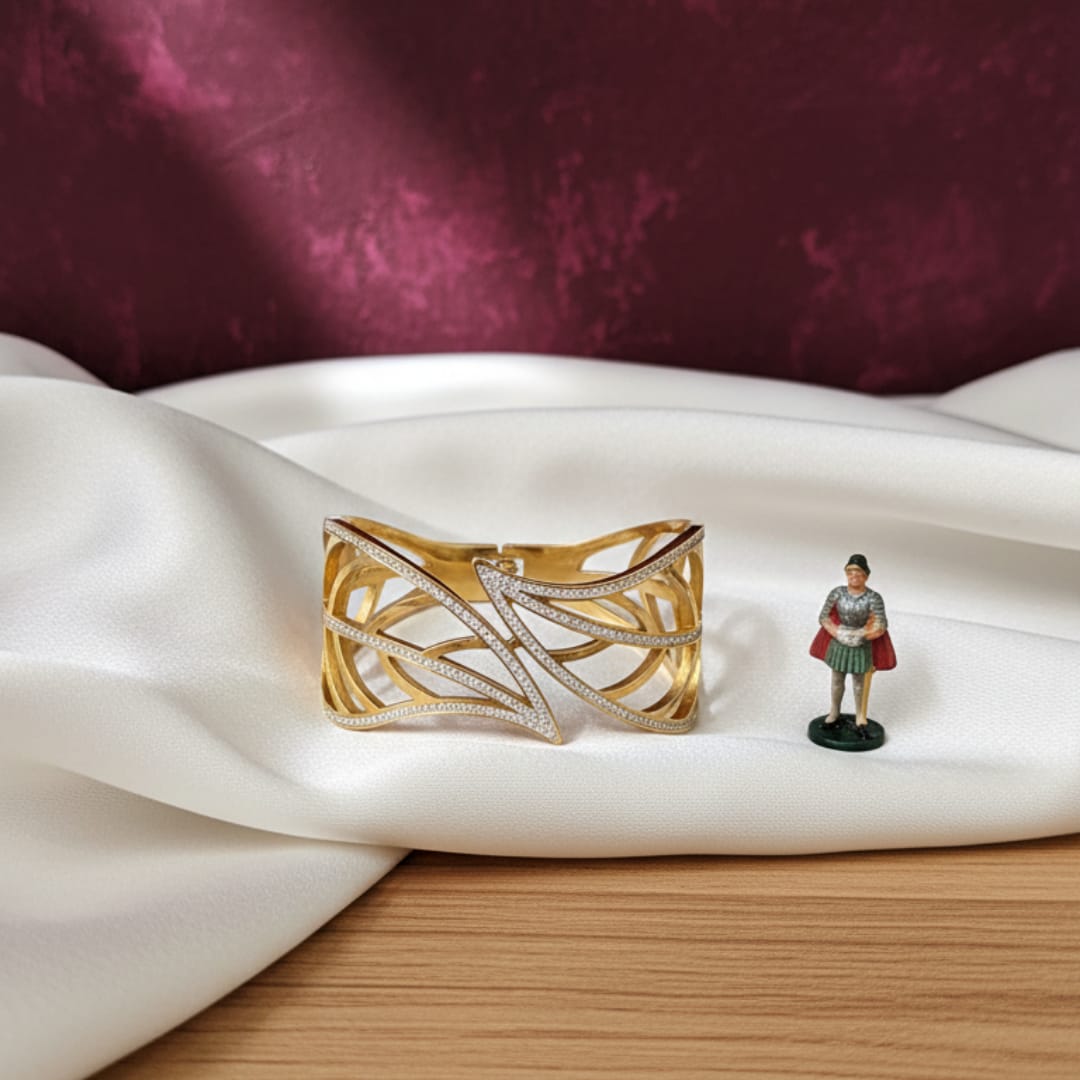 Gold-Tone CZ Cuff Bangle