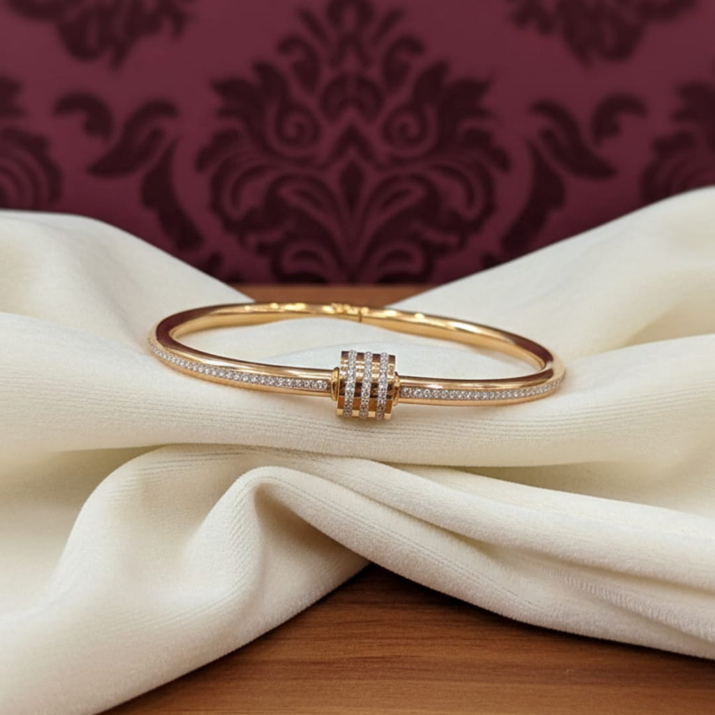 Gold Barrel Clasp Diamond Bangle