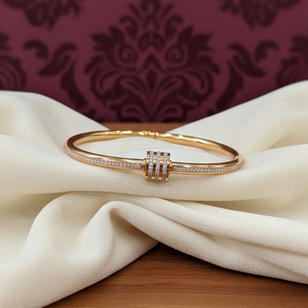 Gold Barrel Clasp Diamond Bangle