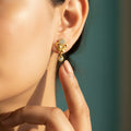 Gold Butterfly Drop Earrings with CZ