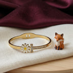 Gold Double Band Interlocking CZ Link Bangle