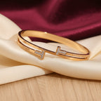 Gold Double T-Bar Diamond Bangle