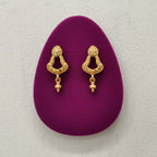 Gold Engraved Open Drop Earrings with Ghungroo
