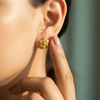 Gold Floral Cluster Ball Stud Earrings