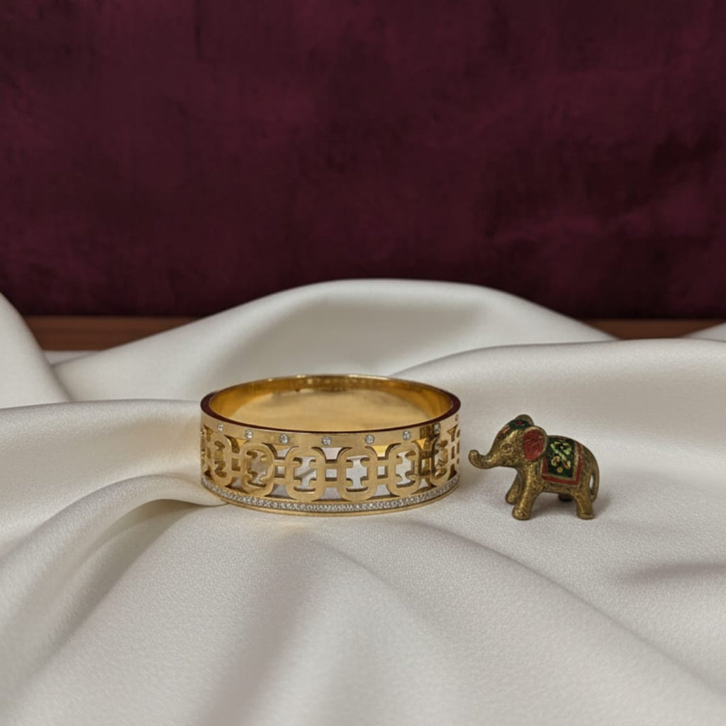 Gold Geometric Lattice Cuff Bangle
