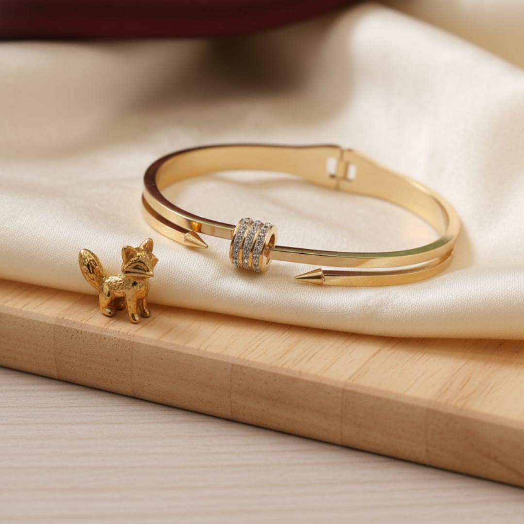 Gold Nail Spike Diamond Cuff Bangle