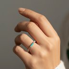 Gold Plated Blue Pink Dual Tone Enamel CZ Band Ring