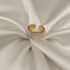 Gold Plated Broad White Enamel Open Band Rings
