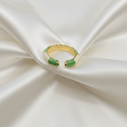 Gold Plated Mint Green White Enamel Segment Open Band Ring