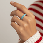 Gold Plated Sky Blue Enamel Gold Dot Dome Band Ring