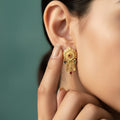 Gold Ruby Emerald Chain Tassel Earrings