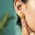 Gold Teardrop Ghungroo Stud Earrings