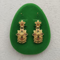 Gold Tone Meenakari Floral Drop Earrings