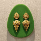 Gold Tone Meenakari Floral Drop Earrings