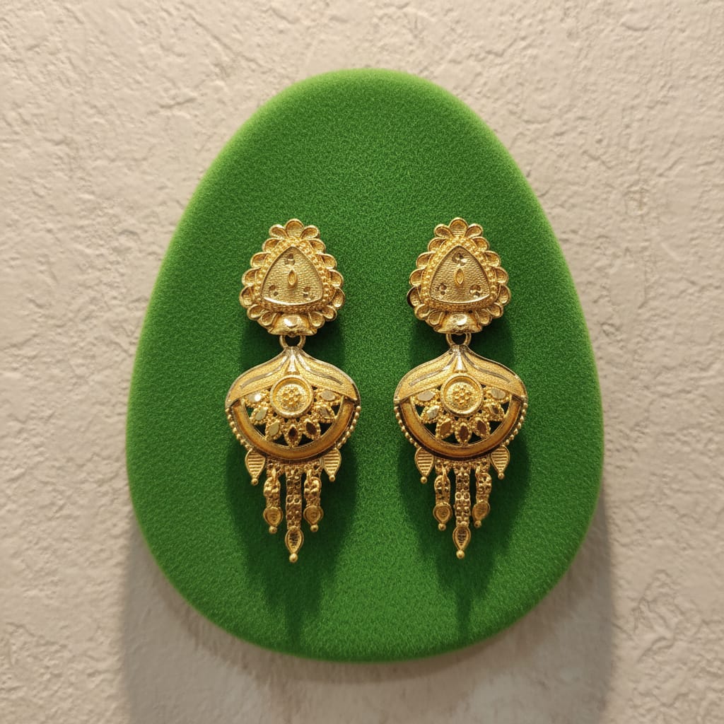 Gold Tone Meenakari Floral Drop Earrings