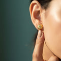Granulation Dome Gold Stud Earrings