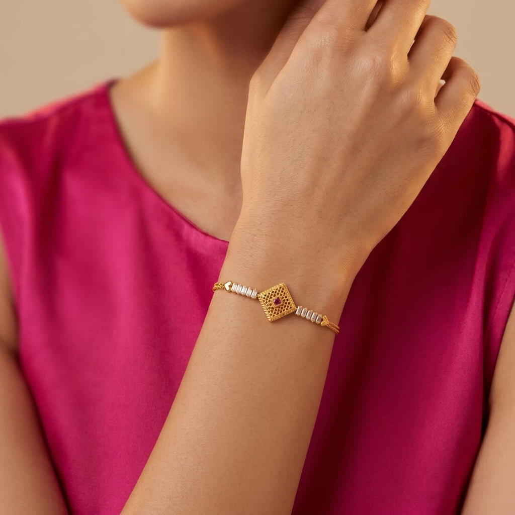 Micro Gold Forming Diamond Charm Bracelet