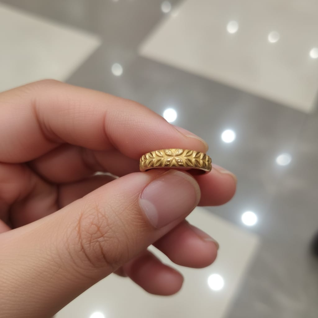 Micro Gold Plated Wheat Leaf Band Ring