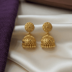 Micro Gold Plated Floral Mandala Jhumka Earrings with Teardrop Cutwork