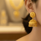 Micro Gold Plated Floral Mandala Jhumka Earrings with Teardrop Cutwork