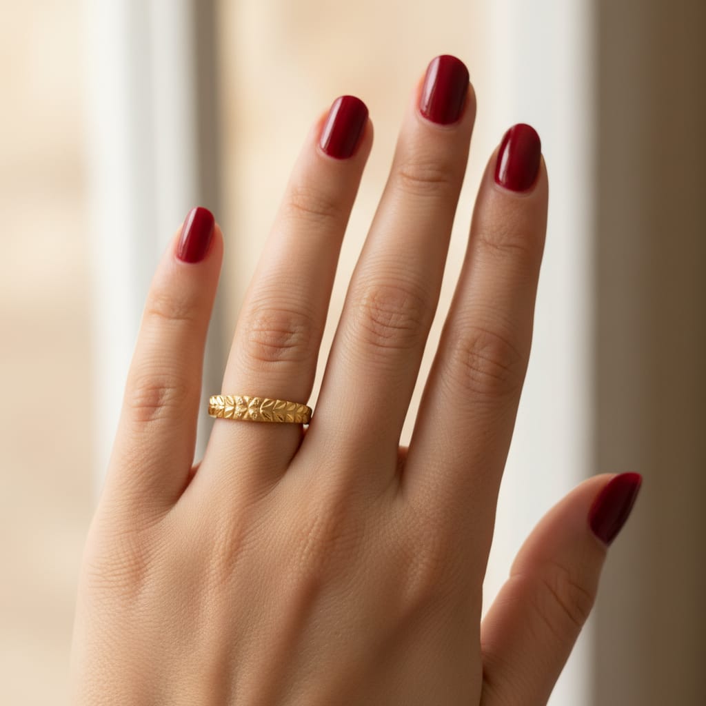 Micro Gold Plated Wheat Leaf Band Ring
