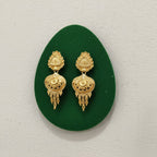 Gold Tone Meenakari Floral Drop Earrings