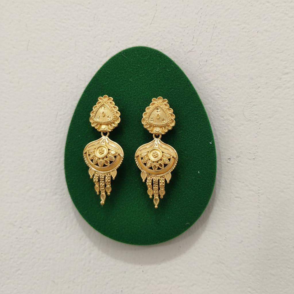 Gold Tone Meenakari Floral Drop Earrings