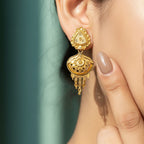 Gold Tone Meenakari Floral Drop Earrings