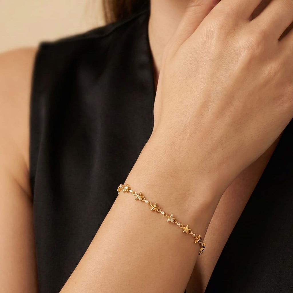 Micro Gold Forming 3D Star Link Chain Bracelet