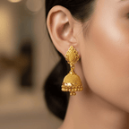 Micro Gold Plated Filigree Paisley Jhumka Earrings
