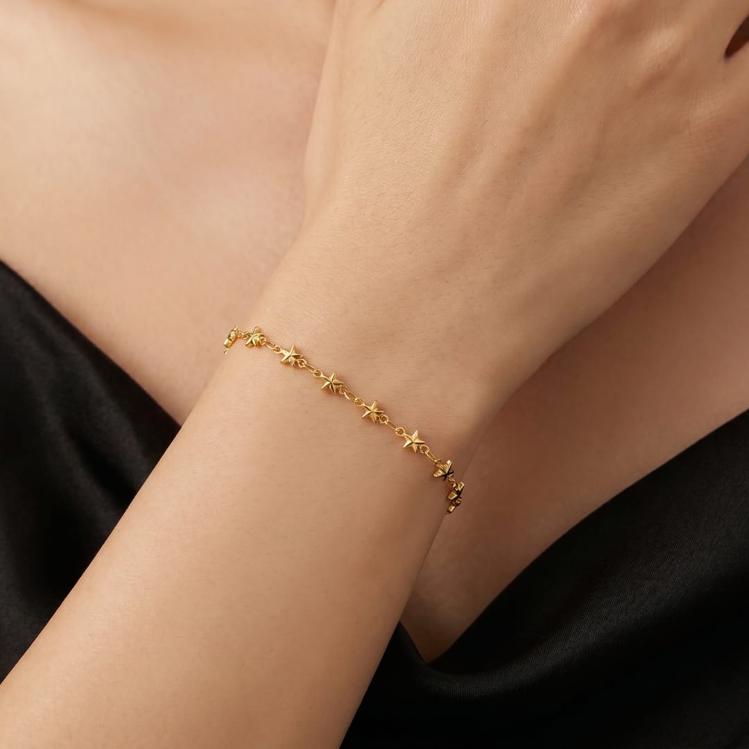 Micro Gold Forming 3D Star Link Chain Bracelet