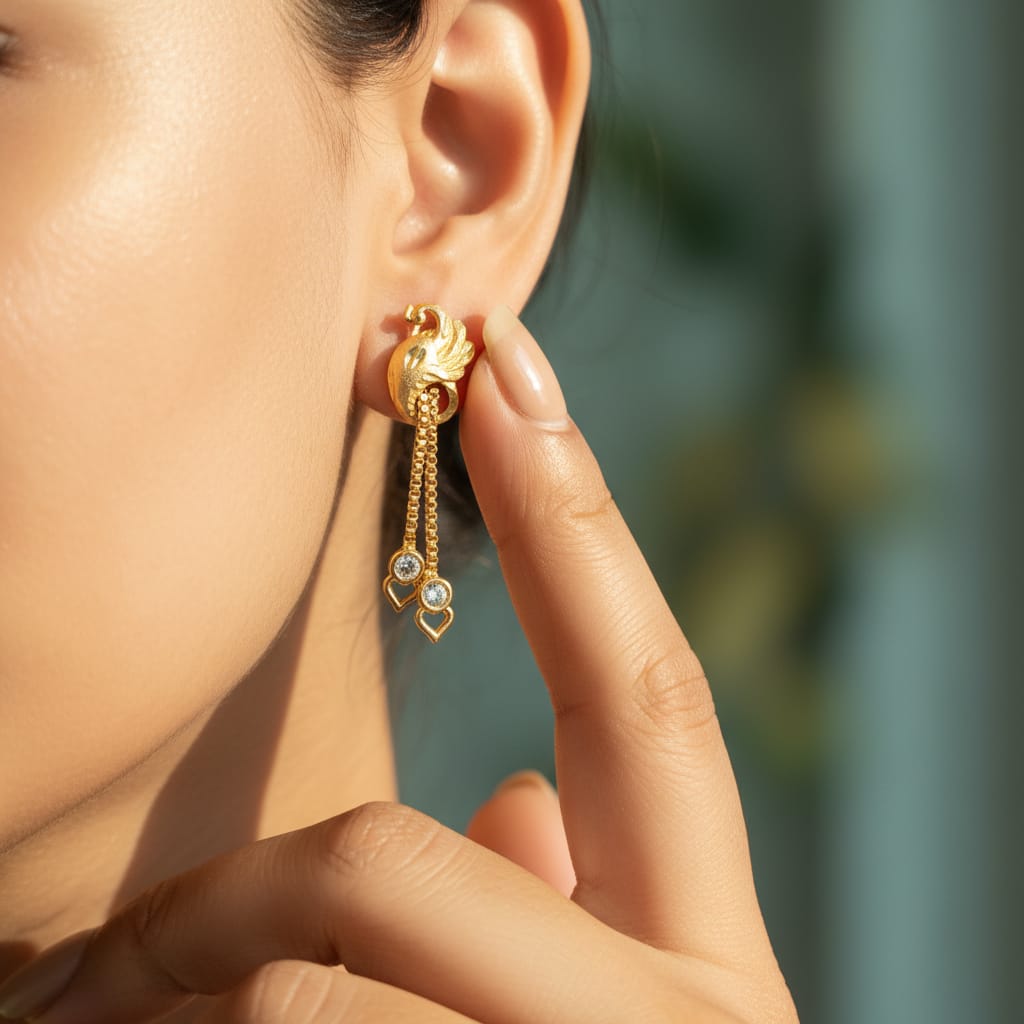 Hans Swan Chain Tassel Drop Earrings