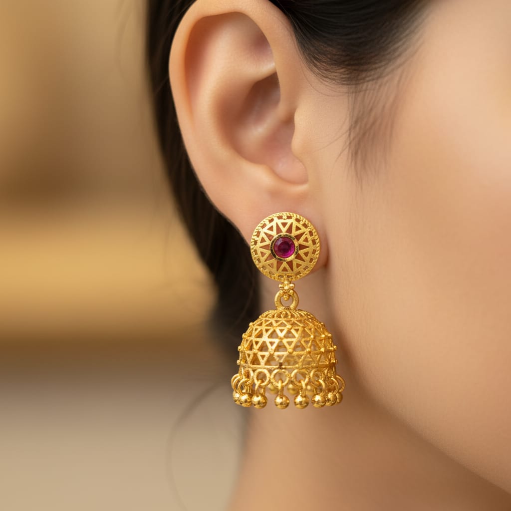 Micro Gold Plated Jhumka Earrings