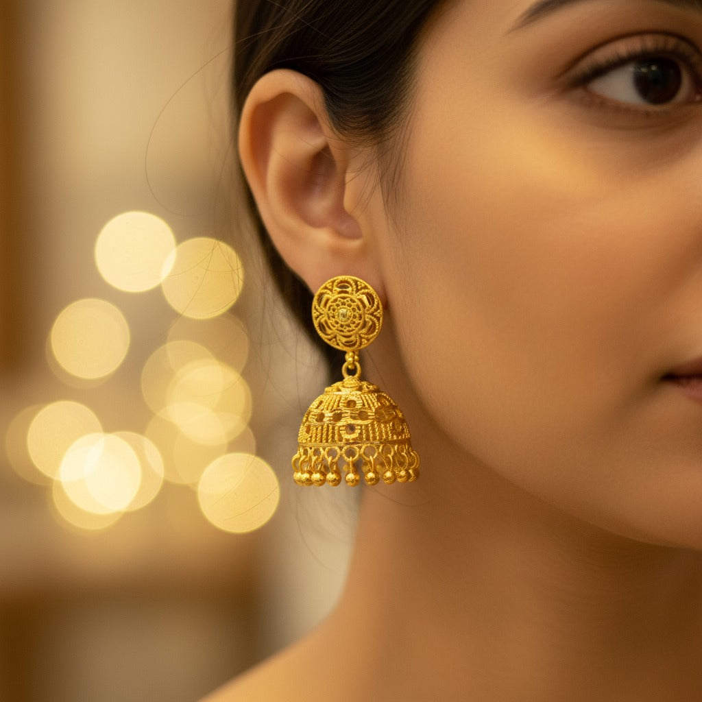 Micro Gold Plated Rose Mandala Jhumki