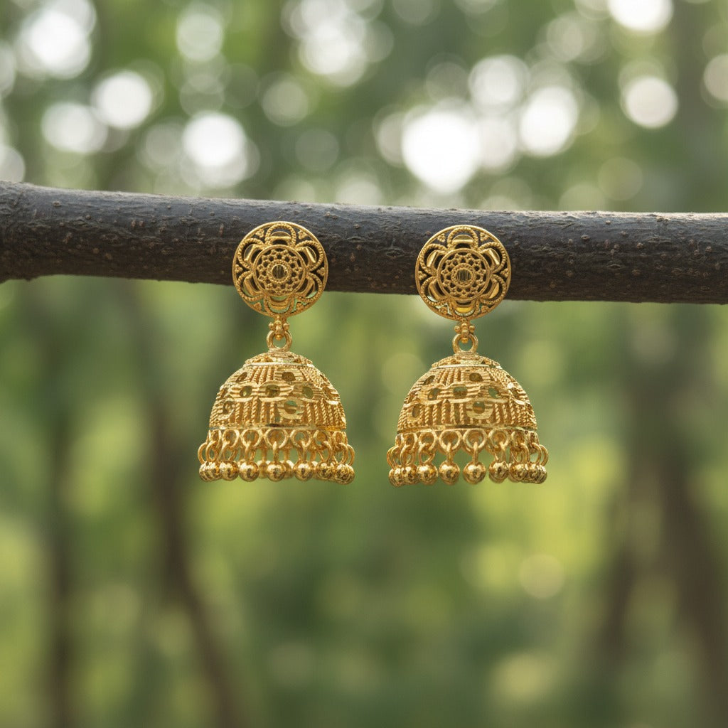 Micro Gold Plated Rose Mandala Jhumki